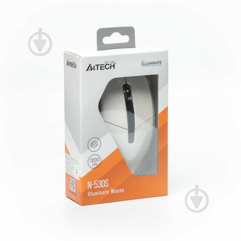 Мишка A4Tech USB, синє підсвічування, 1200 dpi white (N-530S) - фото 9