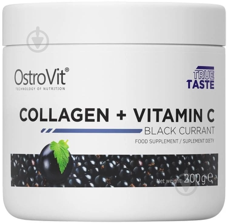 Колаген Ostrovit Collagen + Vitamin C черная смородина 200 г - фото 1