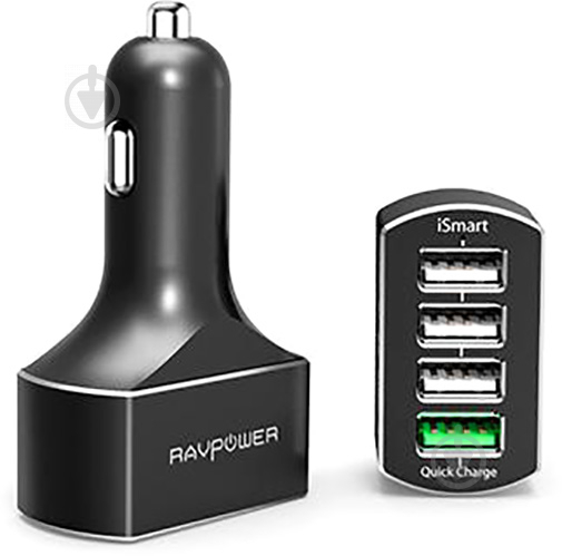 Автомобільний зарядний пристрій RavPower 54W 4-Port USB Car Charger with Quick Charge 3.0 (4X Faster) and iSmart (RP-VC00 - фото 2