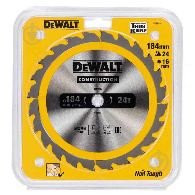 Пиляльний диск DeWalt DT1939 184x16x1,7 Z24 DT1939 - фото 2