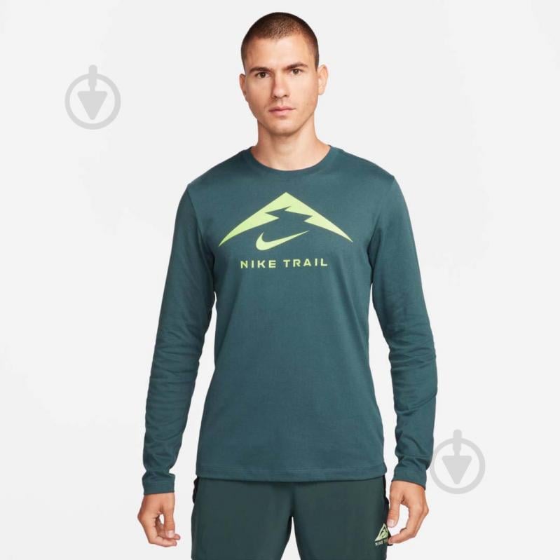 Футболка Nike M NK DF TEE LS TRAIL FN0827-328 р.L зелений - фото 1