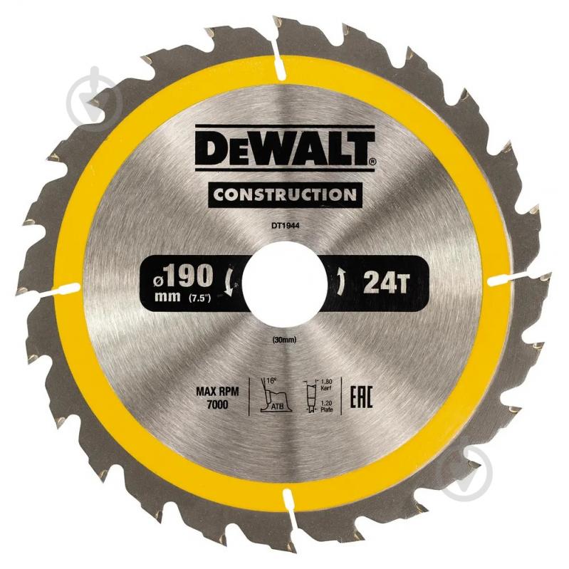 Пиляльний диск DeWalt DT1944 190x30x2,5 Z24 DT1944 - фото 1