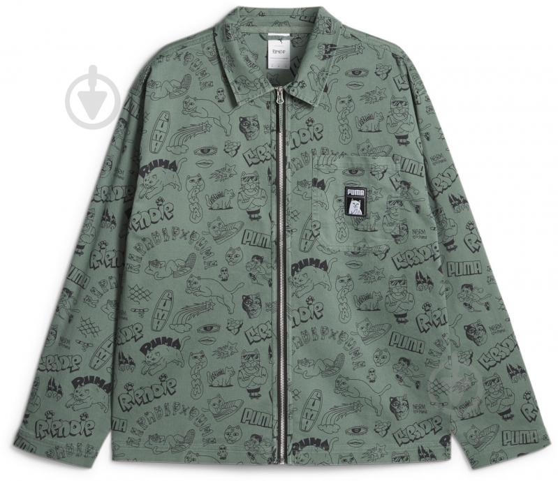 Рубашка Puma PUMA X RIPNDIP AOP TWILL SHIRT 62219844 р. M зеленый - фото 1