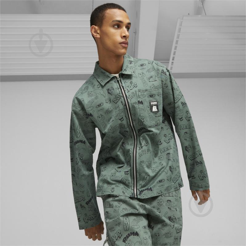 Рубашка Puma PUMA X RIPNDIP AOP TWILL SHIRT 62219844 р. M зеленый - фото 3