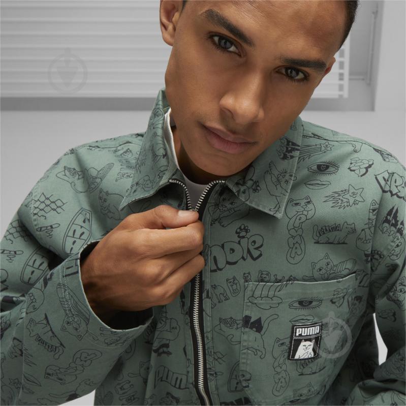 Рубашка Puma PUMA X RIPNDIP AOP TWILL SHIRT 62219844 р. M зеленый - фото 5