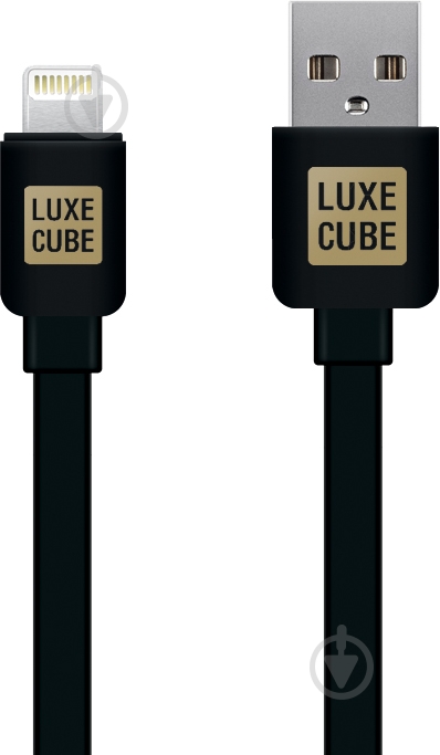 Дата-кабель Luxe Cube 1 м черный FLAT LIGHTNING TO USB BLACK - фото 1