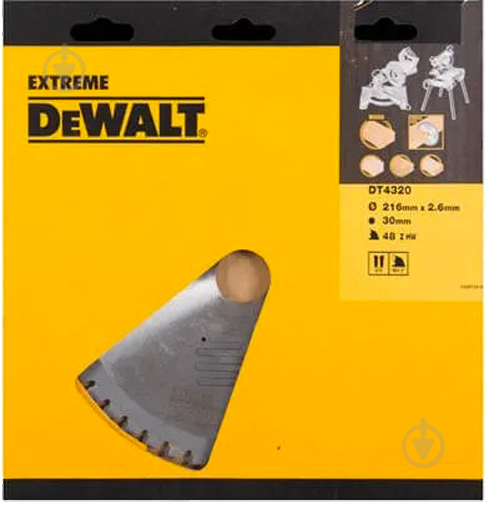 Пильный диск DeWalt Extreme Workshop 216x30x1,8 Z48 DT4320 - фото 1