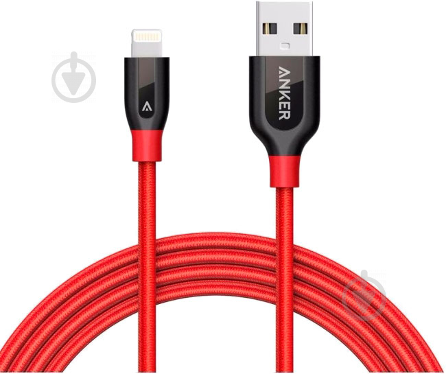 Кабель Anker USB – Apple Lightning 1,8 м красный (A8122H91) Powerline - фото 1