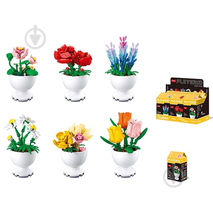 Конструктор Sluban Квіти в горщику M38-B1077 - фото 1 Конструктор Sluban Квіти в горщику M38-B1077 - фото 1