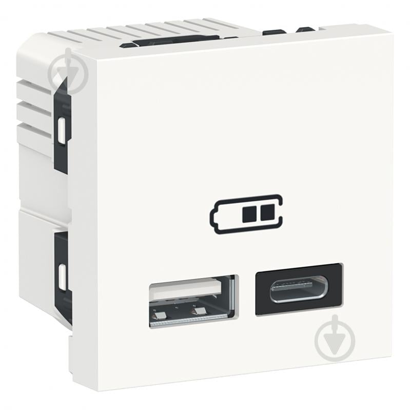 Розетка USB двойная Schneider Electric Unica New тип А+ тип С 2 модуля без крышки белый NU301818 - фото 1