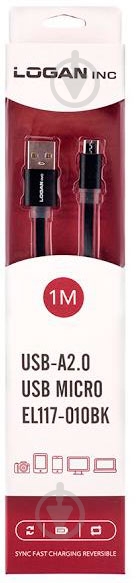 Кабель Logan USB – microUSB 1 м черный (EL117-010BK) - фото 3