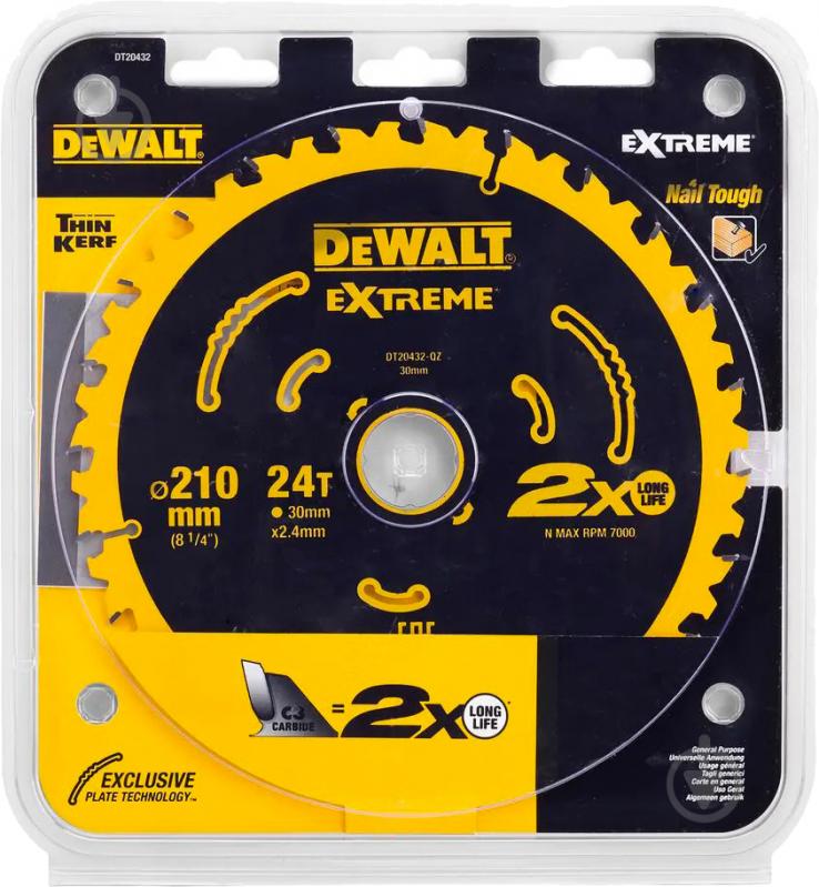 Пиляльний диск DeWalt Extreme 210x30x2 Z24 DT20432 - фото 1