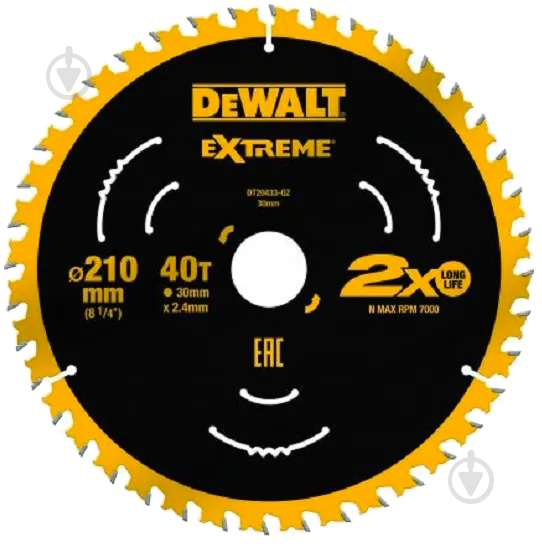 Пиляльний диск DeWalt Extreme 210x30x2 Z40 DT20433 - фото 1