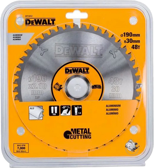 Пильный диск DeWalt Metal Cutting 190x30x1,6 Z48 DT1912 - фото 1