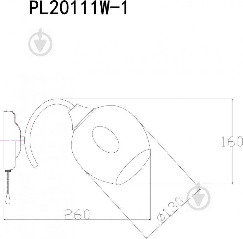 Бра Accento lighting Ruan 1x60 Вт E27 черный ALPL-PL20111W-1 - фото 2