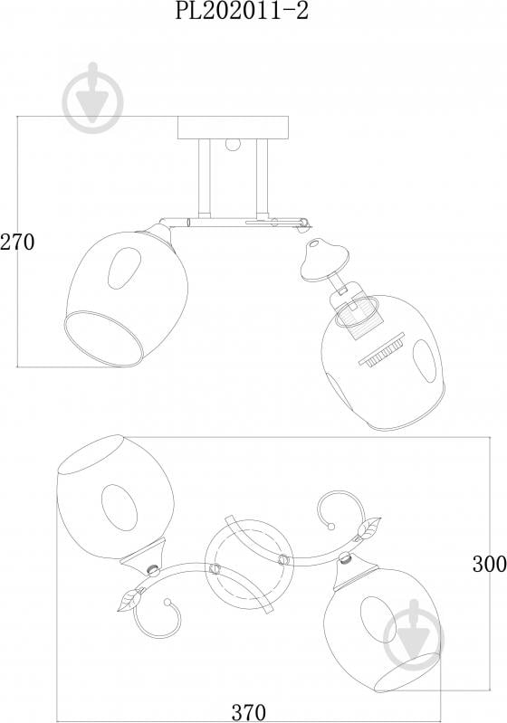 Светильник настенный Accento lighting Toulon 2x60 Вт E27 хром/черный ALPL-PL202011-2 - фото 2