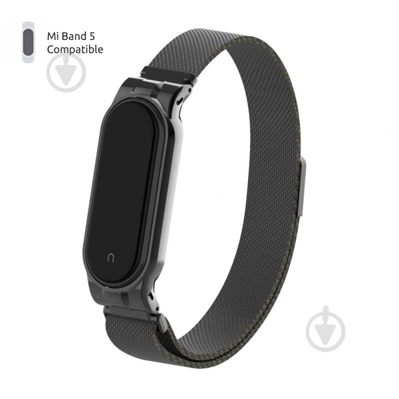 Ремінець для фітнес-браслета Armorstandart Milanese Magnetic Band для Xiaomi Mi Band 6/5 Black 56848 - фото 1