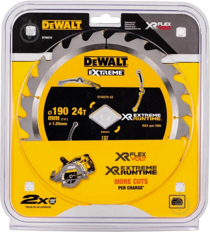 Пильный диск DeWalt XR Flexvolt Extreme 190x1,55 Z24 DT40270 - фото 2