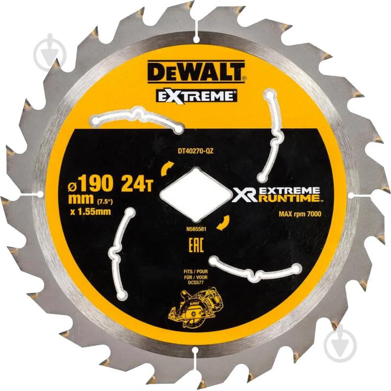 Пильный диск DeWalt XR Flexvolt Extreme 190x1,55 Z24 DT40270 - фото 1