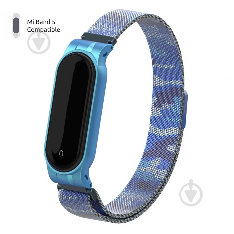 Ремешок для фитнес-браслета Armorstandart Milanese Magnetic Band для Xiaomi Mi Band 6/5 Khaki Blue 56856 - фото 1