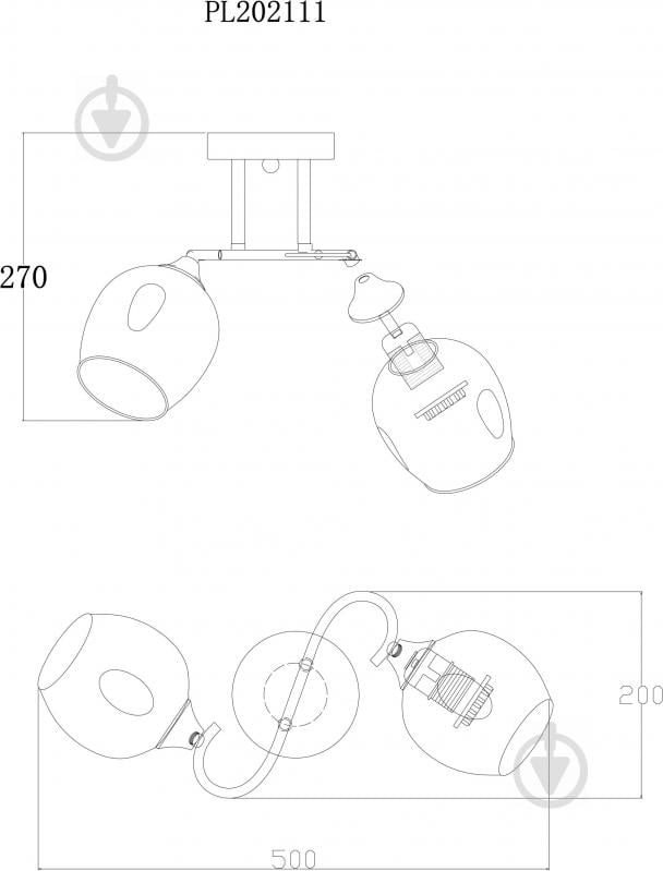 Светильник настенный Accento lighting Ruan 2x60 Вт E27 черный/античная латунь ALPL-PL20111 - фото 2