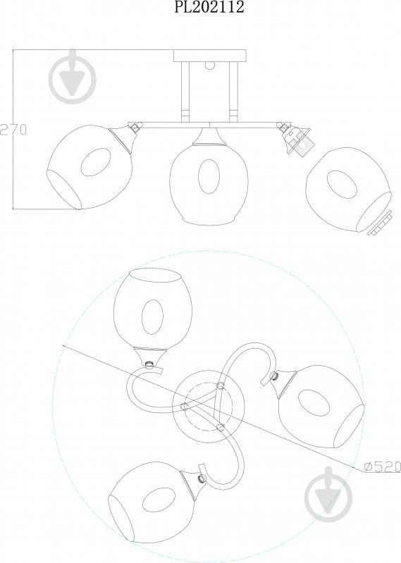 Светильник настенный Accento lighting Ruan 3x60 Вт E27 черный/античная латунь ALPL-PL20112 - фото 2