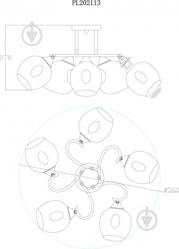 Светильник настенный Accento lighting Ruan 5x60 Вт E27 черный/античная латунь ALPL-PL20113 - фото 2