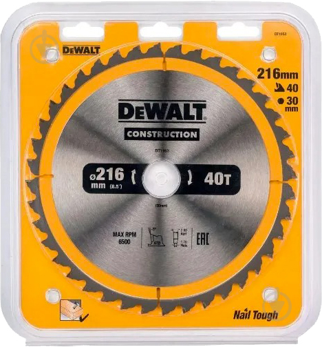 Пиляльний диск DeWalt Construction 216x30x1,7 Z40 DT1953 - фото 2