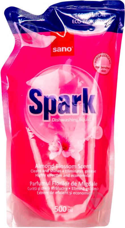 Засіб для ручного миття посуду Sano Spark Мигдаль 0,5 л - фото 1 Засіб для ручного миття посуду Sano Spark Мигдаль 0,5 л - фото 1