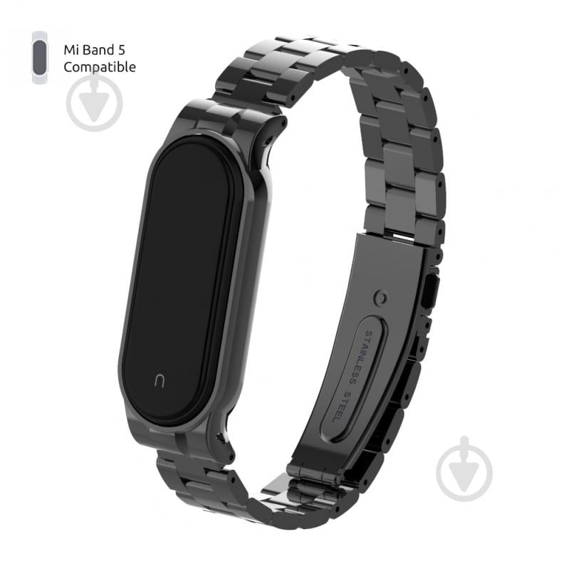 Ремешок для фитнес-браслета Armorstandart Metal Band для Xiaomi Mi Band 6/5 Black 56861 - фото 1