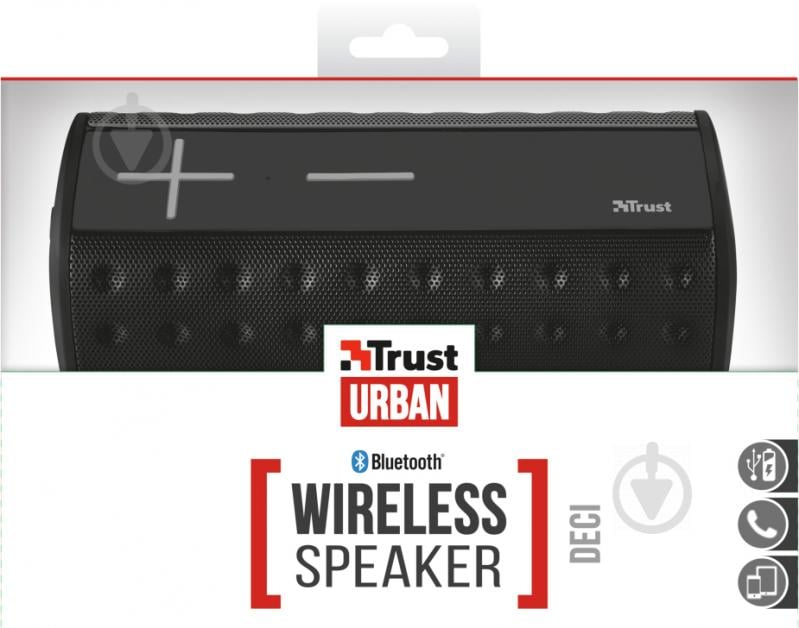 Акустическая система Trust Deci Wireless Bluetooth Speaker 1.0 black (22063) - фото 12