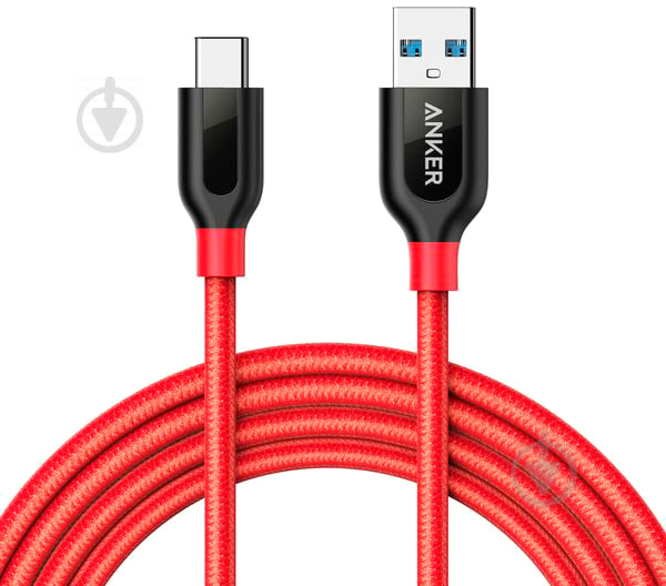 Кабель Anker USB Type-C – USB 0,9 м красный (A8168H91) Powerline+ - фото 1