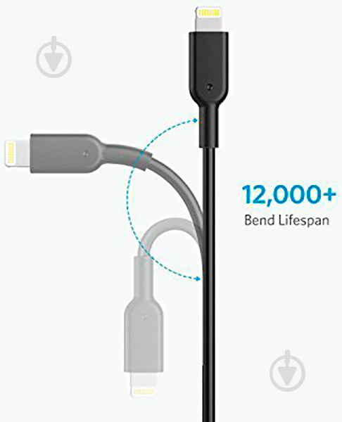 Кабель Anker USB – Apple Lightning 0,9 м чорний (A8432H11) Powerline II - фото 8