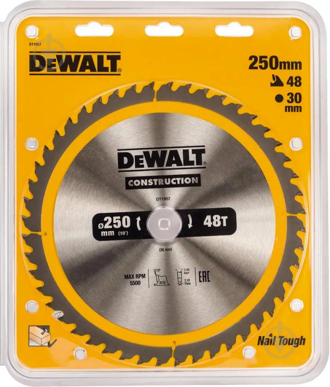 Пильный диск DeWalt Construction 250x30x2 Z48 DT1957 - фото 2