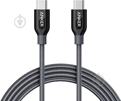 Кабель Anker USB Type-C – USB Type-C 0,9 м серый (A8187HA1) Powerline - фото 2