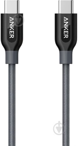 Кабель Anker USB Type-C – USB Type-C 0,9 м сірий (A8187HA1) Powerline - фото 1