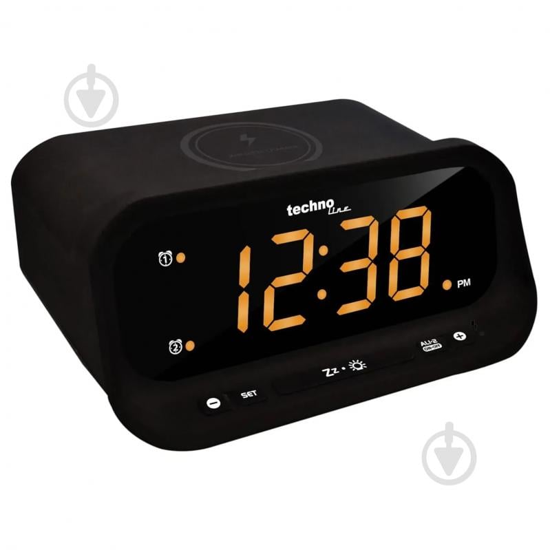 Часы настольные WT477 Wireless Mobile Charging Black Technoline - фото 3