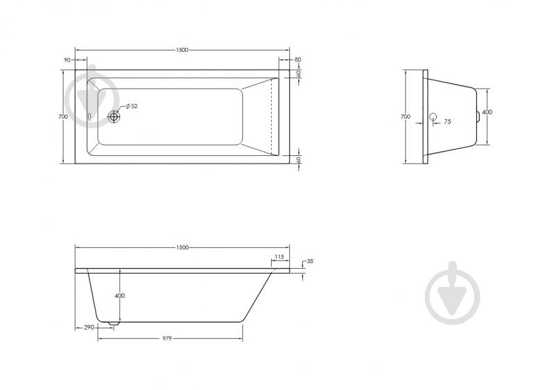 Ванна акриловая HES Forma 150х70 см с ножками - фото 6 Ванна акриловая HES Forma 150х70 см с ножками - фото 6