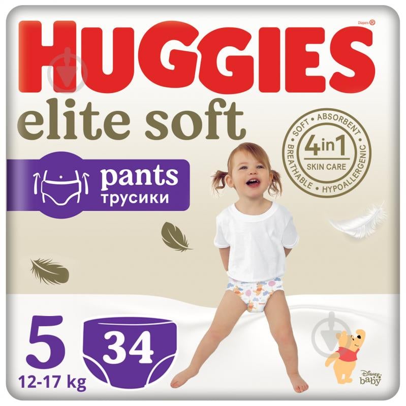 Подгузники-трусики Huggies Elite Soft 5 12-17 кг 34 шт. - фото 1
