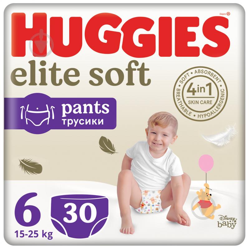 Підгузки-трусики Huggies Elite Soft 6 15-25 кг 30 шт. - фото 1