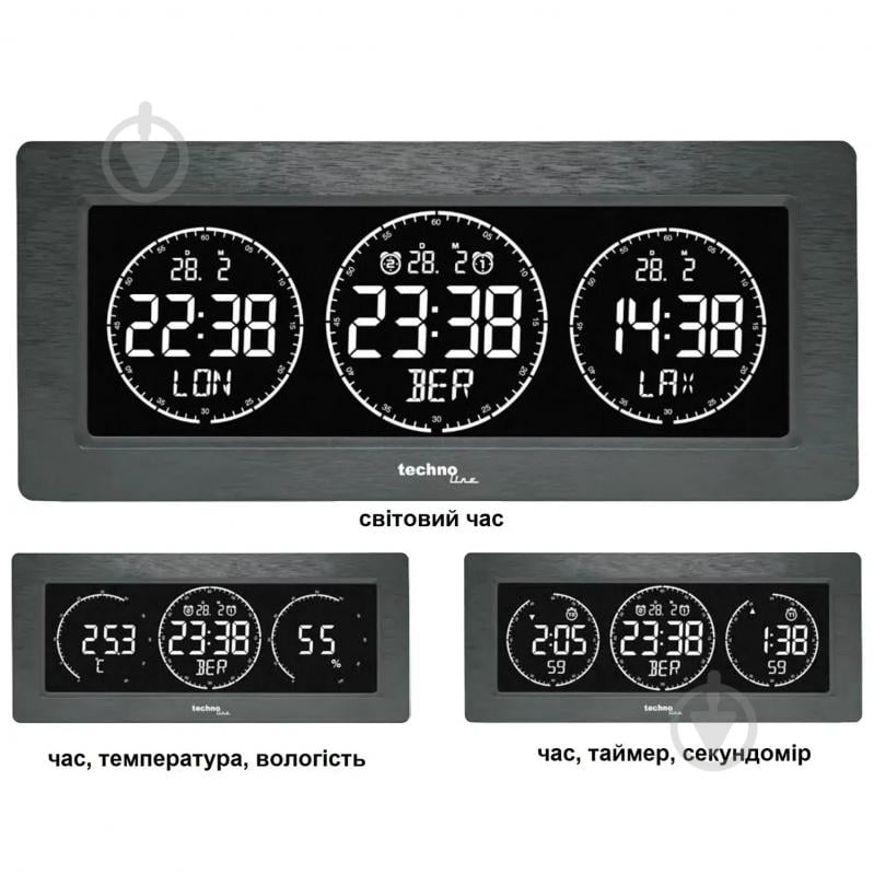 Часы настольные WT458 Black Technoline - фото 2 Часы настольные WT458 Black Technoline - фото 2