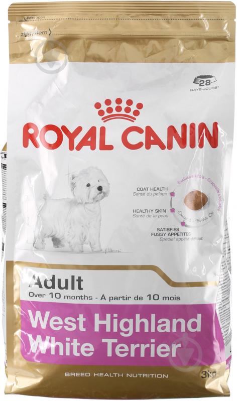 Корм сухий для дорослих собак для середніх порід Royal Canin West Highland White Terrier Adult 3 кг (домашня птиця) 3 кг - фото 1