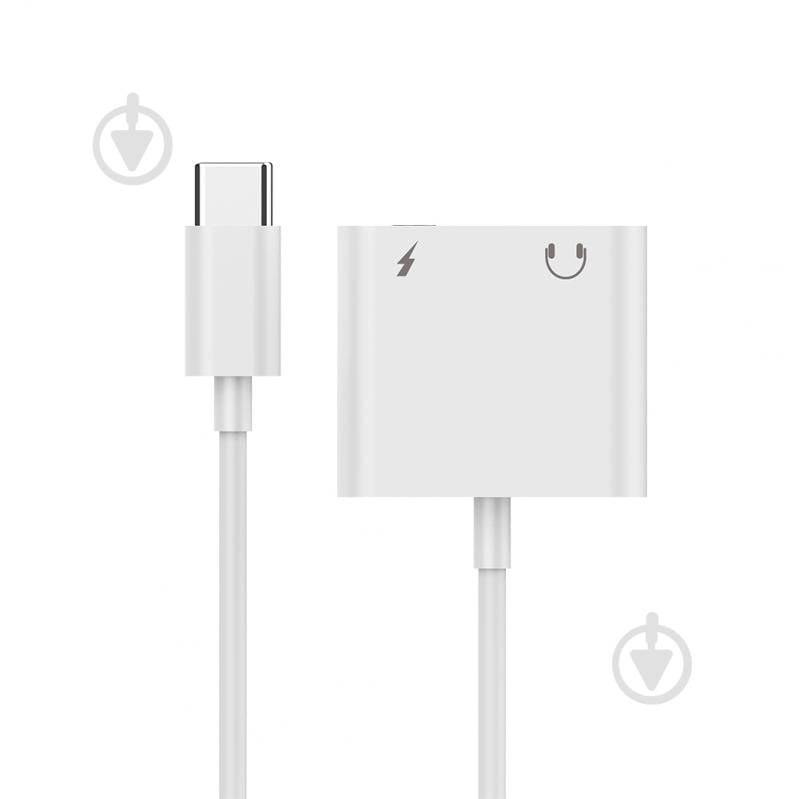 Адаптер для наушников USB-C - стерео-аудио 3.5 mm + USB-C 0,1 м white (A-CM-3.5FP-01) - фото 2