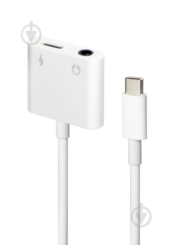 Адаптер для наушников USB-C - стерео-аудио 3.5 mm + USB-C 0,1 м white (A-CM-3.5FP-01) - фото 3