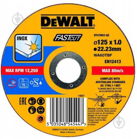 Круг відрізний DeWalt INOX FASTCUT 125 x 1,0 x 22,23 мм DT43902 - фото 1