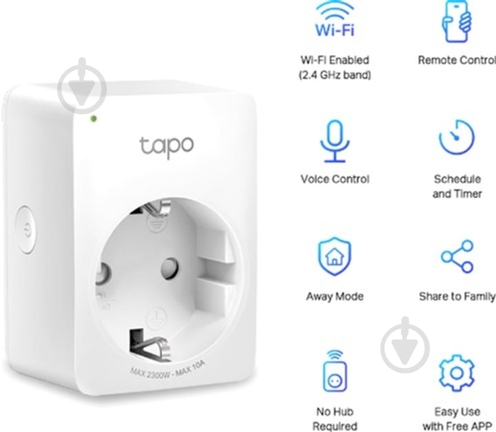 Комплект розеток TP-Link Wi-Fi мини Tapo P100 (2-pack) - фото 3 Комплект розеток TP-Link Wi-Fi мини Tapo P100 (2-pack) - фото 3