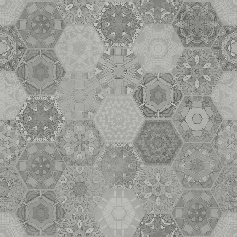 Плитка Stargres Patchwork Нexagon Grey Rett 60x60 см - фото 4