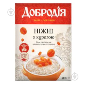 Пластівці вівсяні Добродія Ніжні з курагою 500 г 500 г - фото 1