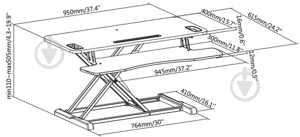 Подставка для ноутбука Digitus Ergonomic Workspace Riser (DA-90380-1) - фото 9