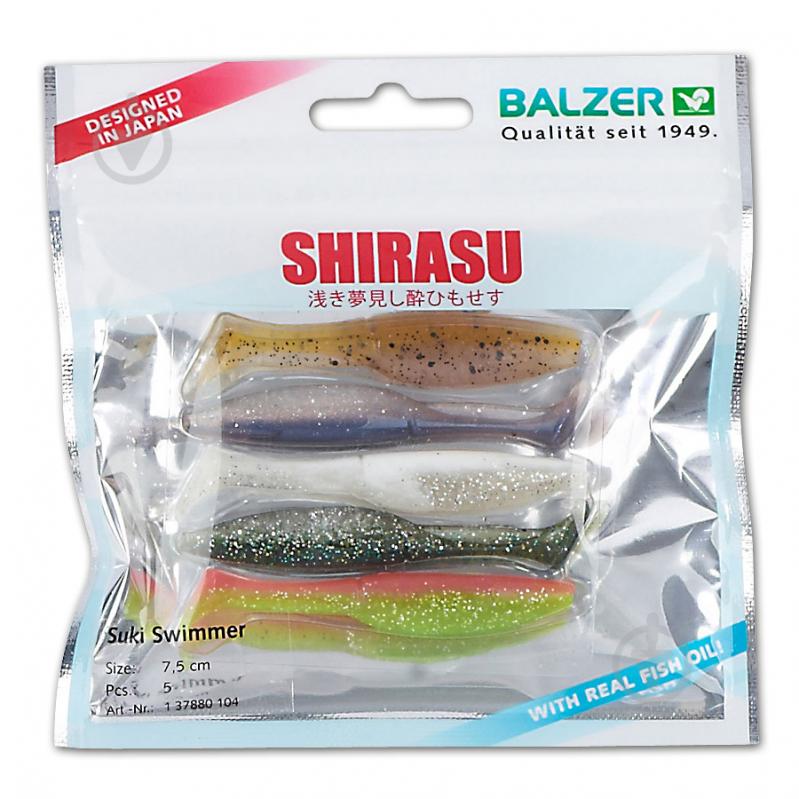 Приманки для ловлі риби Balzer 75 мм 1 шт. силікон Shirasu Suki Swimmer Color Mix 4 їстівний - фото 1